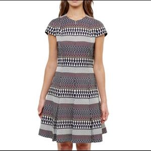 Ted Baker London Glitty Metallic Jacquard Fit and Flare Dress